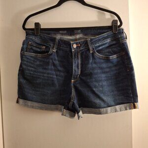a.n.a Women's Dark Blue Distressed Jean Shorts